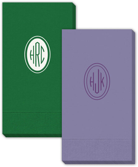 Outlined Shaped Oval Monogram Guest Towels